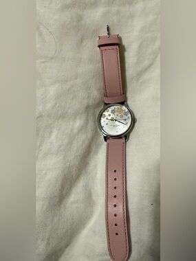 Coach Pink Leather Strap Floral Accent Watch